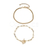 2Pcs 2 Styles Brass Twist Chain Bracelets and Paperclip Chain Bracelets for Women Men BJEW-JB10593-4