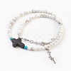 Two Loops Natural Howlite Beads Warp Bracelets BJEW-JB03813-02-1
