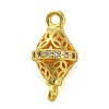 Brass Micro Pave Clear Cubic Zirconia Hollow Bicone Connector Charms KK-A230-05E-G-1