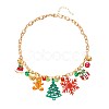 Alloy Rhinestone with Enamel & Plastic Christmas Pendant Bib Necklaces FS-WG99102-08-2