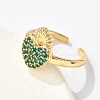 Sacred Heart Brass Micro Pave Cubic Zirconia Cuff Rings for Women RJEW-B117-01G-4