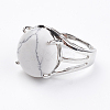 Adjustable Natural Howlite Finger Rings RJEW-F075-01Q-2