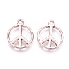 Cadmium Free & Nickel Free & Lead Free Alloy Peace Sign Pendants PALLOY-E391-29RG-NR-2