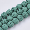 Spray Painted Natural Lava Rock Beads Strands G-N0324-C-03-1