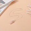 Natural Rose Quartz Geometric Pendant Necklace NJEW-JN04239-03-5
