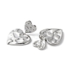 Rack Plating Brass Textured Heart Dangle Stud Earring EJEW-H099-04P-2