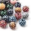 Printed Schima Wood Beads WOOD-L022-04B-01-1