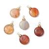 6Pcs Natural Dyed Red Agate Pendants PALLOY-JF04661-S-1