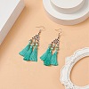 Polyester Tassel with Glass Beaded Chandelier Earrings EJEW-TA00183-01-2