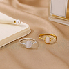 2Pcs 2 Colors Brass & Cat's Eye Finger Rings for Women RJEW-GO0001-24-3