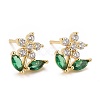 Cubic Zirconia Flower of Life Stud Earrings EJEW-G288-22G-1