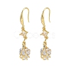 Brass Micro Pave Clear Cubic Zirconia Heart Dangle Earrings EJEW-C156-02G-4