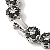Rack Plating Brass Pave Cubic Zirconia Flower Link Chain Bracelets for Women BJEW-A018-03P-04-3