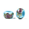 Flower Printed Opaque Acrylic Rondelle Beads SACR-S305-27-E03-3