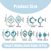 HOBBIESAY 50pcs 5 styles Alloy Connector Charms Sets FIND-HY0002-45-2