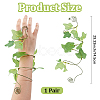 1Pair Leaf Pvc with Iron wire Upper Arm Cuff Bangles for Women AJEW-GF0014-18B-2