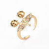 Brass Micro Pave Clear Cubic Zirconia Peg Bails Cuff Finger Ring Settings KK-T062-113G-NF-1