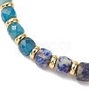 Natural Lapis Lazuli & Aquamarine & Rainbow Moonstone & Apatite Beaded Stretch Bracelets BJEW-JB13485-02-3