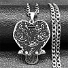 201 Stainless Steel Black Enamel Double Raven Pendant Necklaces NJEW-H065-09P-1