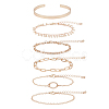 6Pcs 6 Style Alloy Paperclip & Cable & Figaro Chain Bracelets Set BJEW-AN0001-09-1