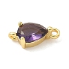 Brass Pave Cubic Zirconia Connector Charms KK-Z120-31G-05-2
