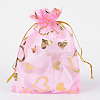 Heart Printed Organza Bags OP-R022-10x12-02-1