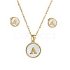304 Stainless Steel with Natural Shell Pendant Necklaces & Stud Earrings Sets FS-WG5FD70-01-2