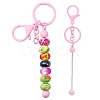 Baking Paint Alloy and Brass Bar Beadable Keychain for Jewelry Making DIY Crafts DIY-YW0007-58C-1