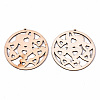 Undyed Natural Hollow Wooden Big Pendants WOOD-N007-097-2