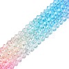 Gradient Color Baking Paint Glass Bead Strands X-DGLA-A039-T6mm-A08-4