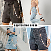 1Pc Alloy Colorful Rhinestone Flower & Plastic Pearl Link Chain Double Layer Pants Chains with Cross Charms AJEW-GF0012-75-5