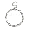 Anti-Tarnish 304 Stainless Steel Oval Link Chain Anklets AJEW-A057-01P-1