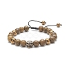 4Pcs 4 Color Natural Wood & Alloy Skull & Synthetic Hematite Braided Bead Bracelets Set BJEW-JB09214-4