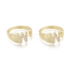Brass Micro Pave Clear Cubic Zirconia Cuff Rings X-RJEW-F103-13W-G-1