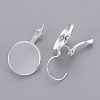 Silver Color Plated Brass Leverback Earring Findings X-KK-C1244-16mm-S-RS-2