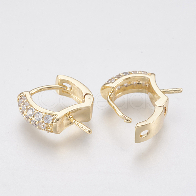 Brass Micro Pave Cubic Zirconia Ear Harp Hoop Earring Findings ZIRC-Q019-004G-1