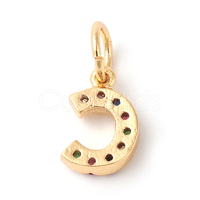 Brass Micro Pave Colorful Cubic Zirconia Charms ZIRC-F092-01-C-1