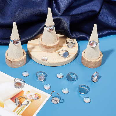 DIY Blank Half Round Dome Finger Ring Making Kit DIY-SC0021-13-1