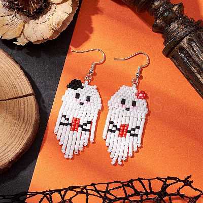 Iron with Glass Dangle Stud Earring EJEW-MZ00181-1