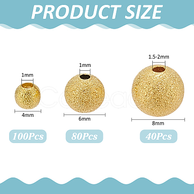 220Pcs 3 Styles Brass Textured Beads KK-ME0002-68G-1