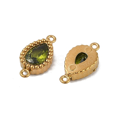 Ion Plating(IP) 304 Stainless Steel Cubic Zirconia Teardrop Links Connector Charms STAS-K256-23G-1