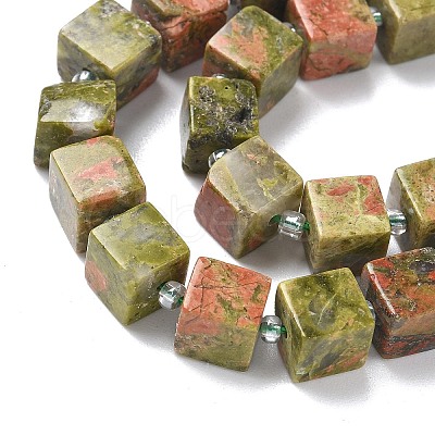 Natural Unakite Beads Strands G-D338-A14-1