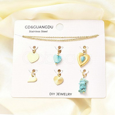 Synthetic Turquoise & Shell Heart Pendant & Necklaces & Bracelets Sets SJEW-Q002-04G-1