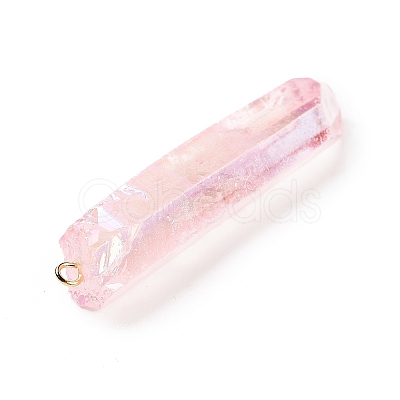 Electroplated Natural Quartz Pendants G-P315-B01-08G-1