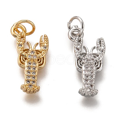 Brass Micro Pave Clear Cubic Zirconia Pendants ZIRC-B002-49-1