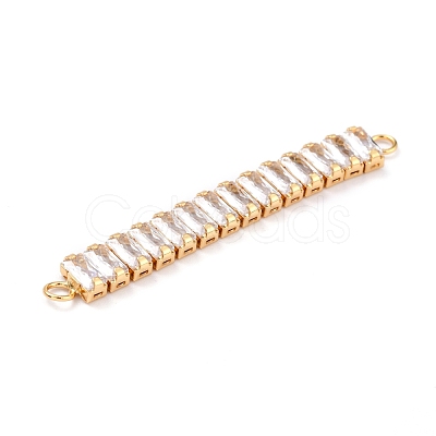 Brass Clear Cubic Zirconia Links Connectors ZIRC-G170-24G-1