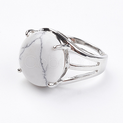 Adjustable Natural Howlite Finger Rings RJEW-F075-01Q-1