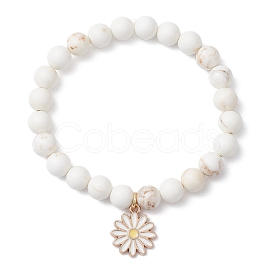 Daisy Alloy Enamel Charm Bracelets BJEW-JB12412-1