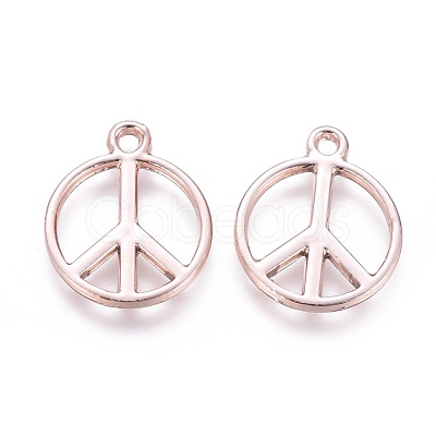 Cadmium Free & Nickel Free & Lead Free Alloy Peace Sign Pendants PALLOY-E391-29RG-NR-1