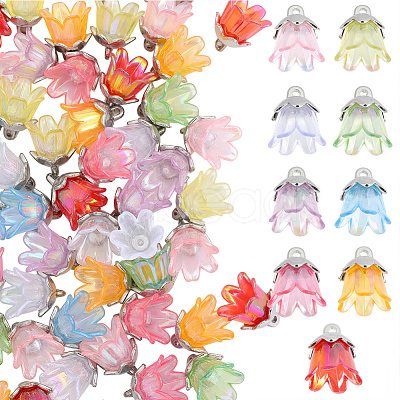 72Pcs 9 Colors Acrylic Pendants OACR-SC0002-38A-1